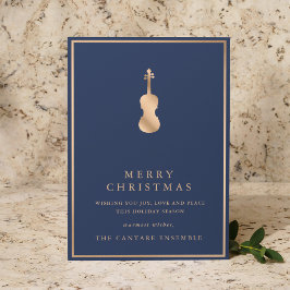 Simple Elegant Gold Violin Musical Christmas Feiertagskarte