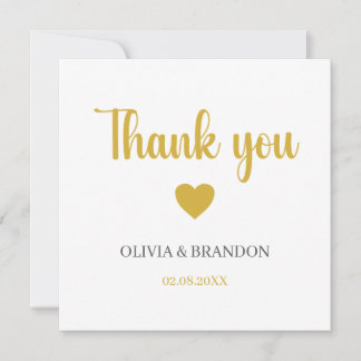 Simple Elegant Gold Wedding Thank You Note Card Dankeskarte