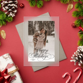 Simple Elegant Happy Holidays Photo Christmas Card Acryleinladungen