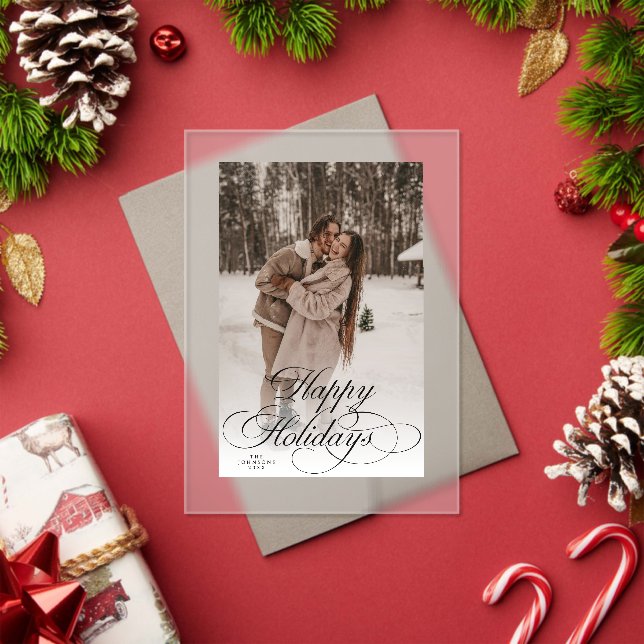 Simple Elegant Happy Holidays Photo Christmas Card Acryleinladungen (Insitu (Feiertag))