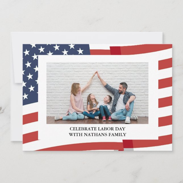 Simple Elegant Happy Labour Day Foto mit US-Flagge (Vorderseite)