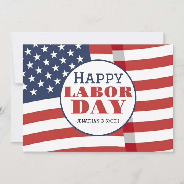 Simple Elegant Happy Labour Day mit US-Flagge (Vorderseite)