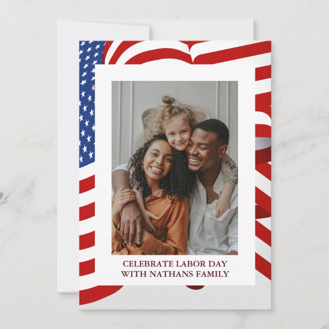 Simple Elegant Happy Labour Day mit US-Flagge (Vorderseite)