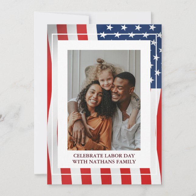 Simple Elegant Happy Labour Day mit US-Flagge (Vorderseite)