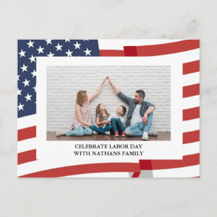 Simple Elegant Happy Labour Day mit US-Flaggen-Fot Postkarte