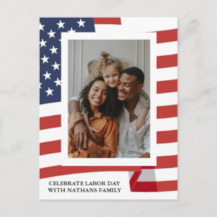 Simple Elegant Happy Labour Day mit US-Flaggen-Fot Postkarte