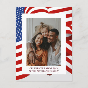 Simple Elegant Happy Labour Day mit US-Flaggen-Fot Postkarte