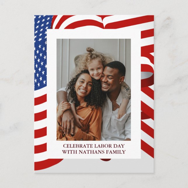 Simple Elegant Happy Labour Day mit US-Flaggen-Fot Postkarte (Vorderseite)