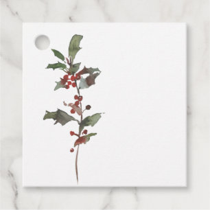 Simple Elegant Holly Berry Stem Weihnachtsgeschenk Geschenkanhänger