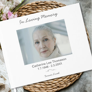 Simple Elegant In Loving Memory Funeral Guest Book Gästebuch