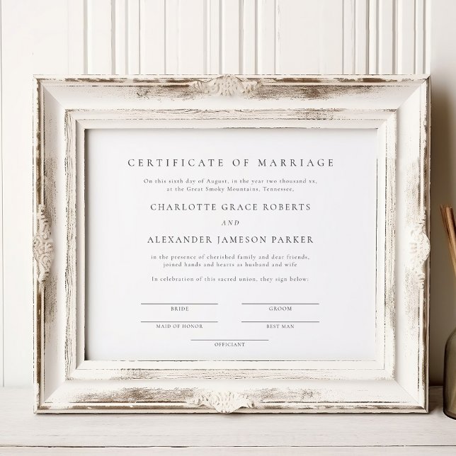 Simple Elegant Marriage Certificate Poster (Von Creator hochgeladen)
