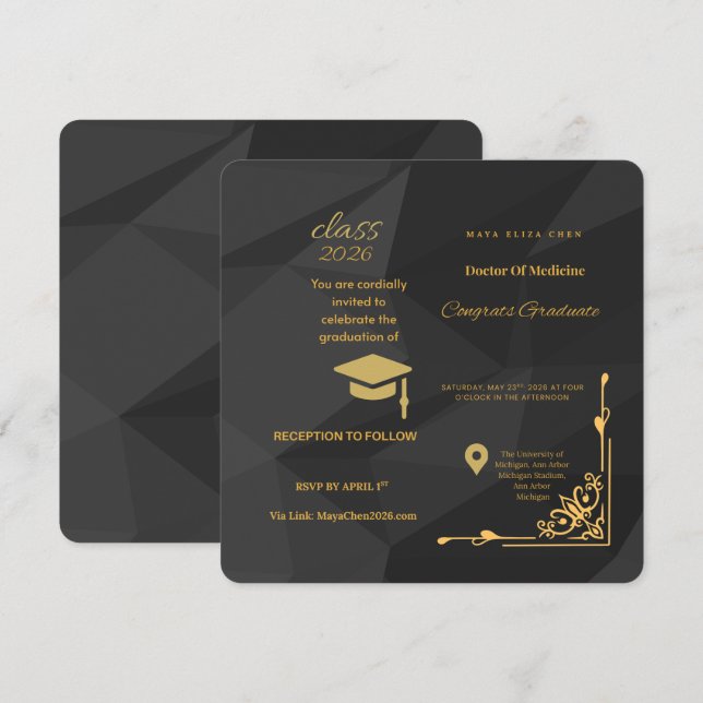 Simple Elegant MD Medical School Invite | Customiz Einladung (Vorne/Hinten)