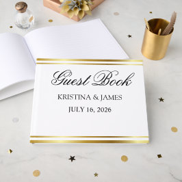 Simple Elegant Minimalist Ivory Wedding Guest Gästebuch