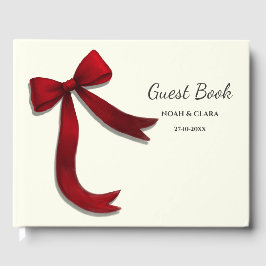 Simple Elegant Minimalist Red Bow Gästebuch