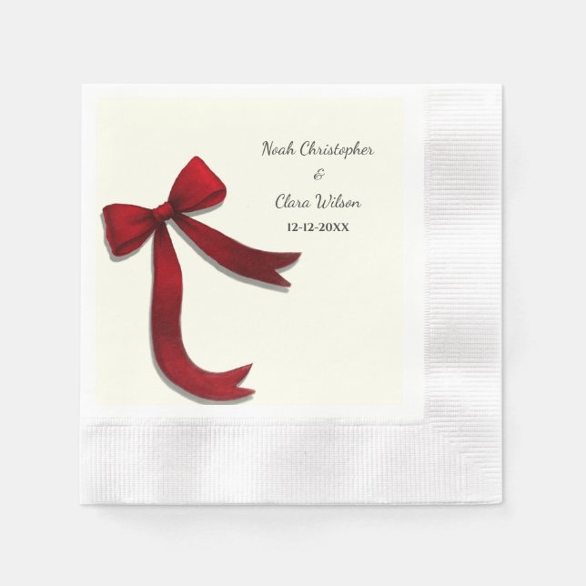 Simple Elegant Minimalist Red Bow Serviette (Vorderseite)