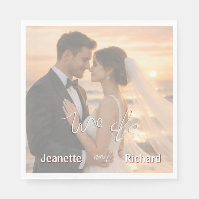 Simple Elegant Minimalist Sunset Beach Wedding Serviette (Vorderseite)