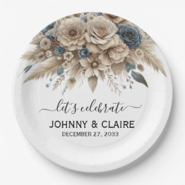 Simple Elegant Modern Boho Pampas Grass Classic Pappteller