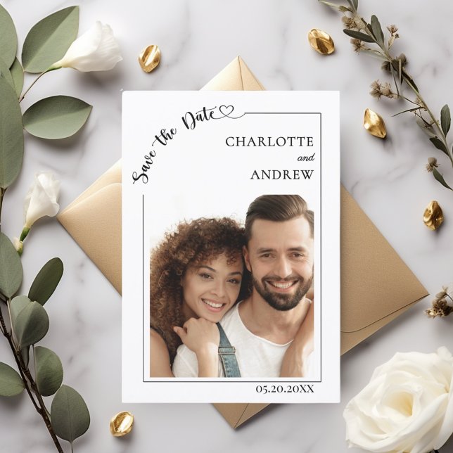 Simple elegant modern photo wedding Save the Date (Von Creator hochgeladen)
