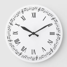 Simple Elegant Musical Notes | Wall Clock Große Wanduhr