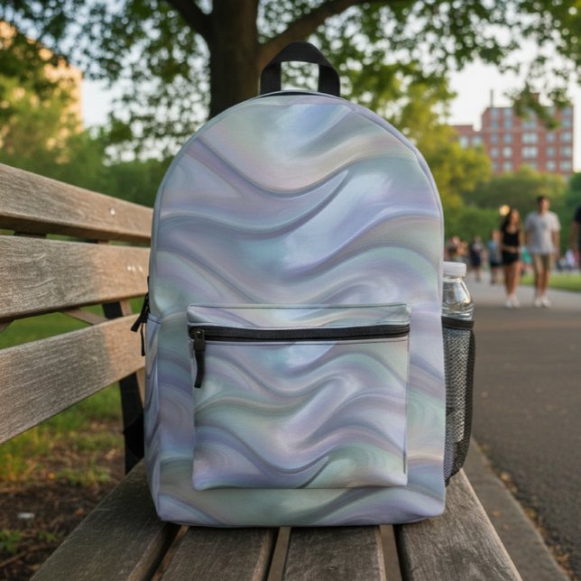 Simple Elegant Pastel Waves Backpack - Cute Modern Bedruckter Rucksack (Von Creator hochgeladen)