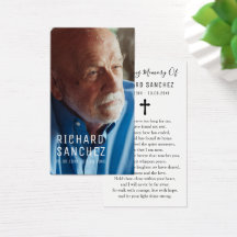 Simple Elegant Photo Funeral Sympathy Prayer Cards