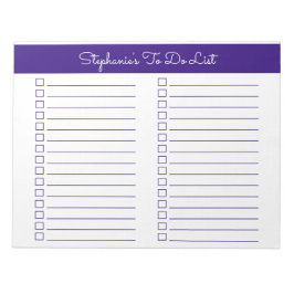 Simple Elegant Purple 8.5x11 Two Column Checklist Notizblock