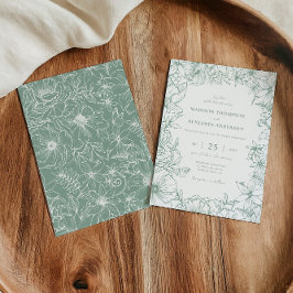 Simple Elegant Sage Green Floral Garden Wedding Einladung