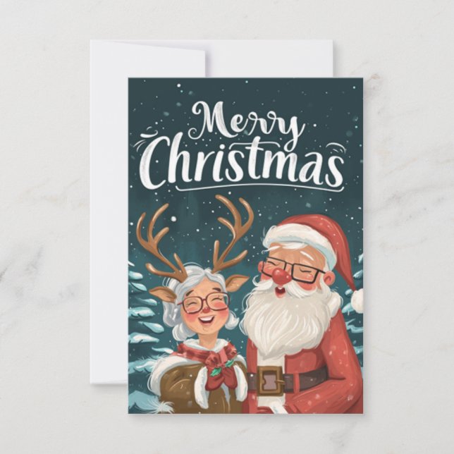 Simple Elegant Santa und Mrs. Clause Vielen Dank Mitteilungskarte (Vorderseite)