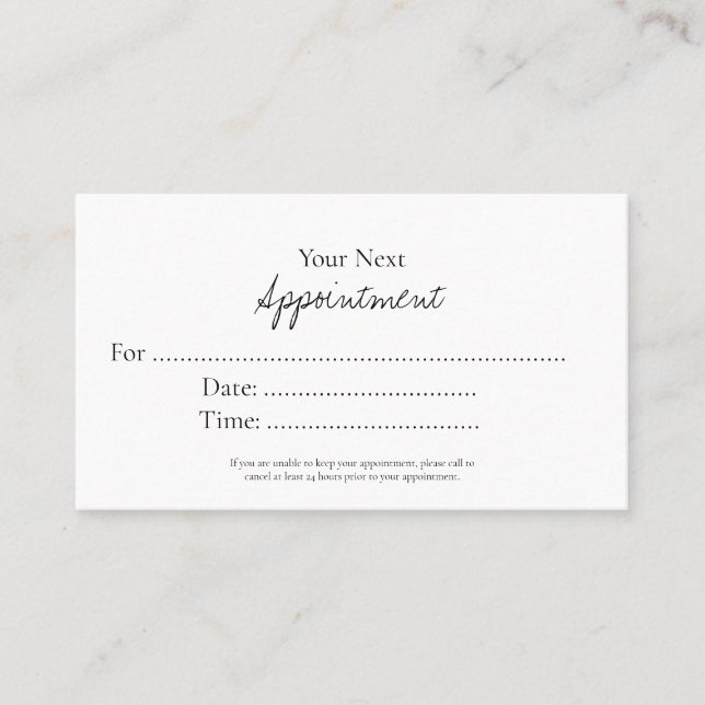 Simple Elegant Script Appointment Card Terminkarte (Vorderseite)