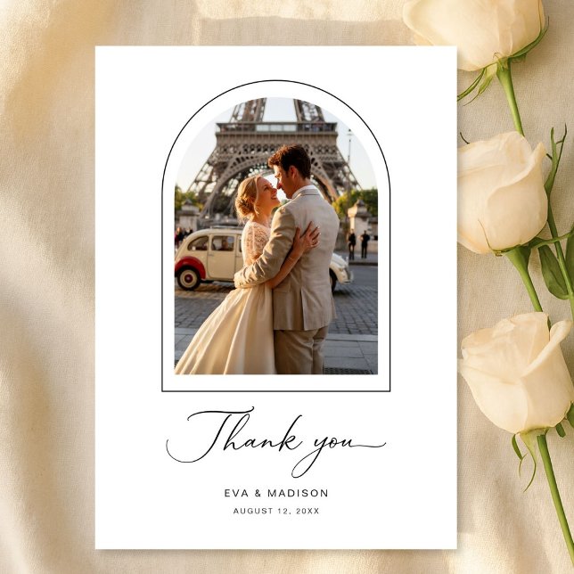 Simple Elegant Script Destination Wedding Photo Dankeskarte (Von Creator hochgeladen)