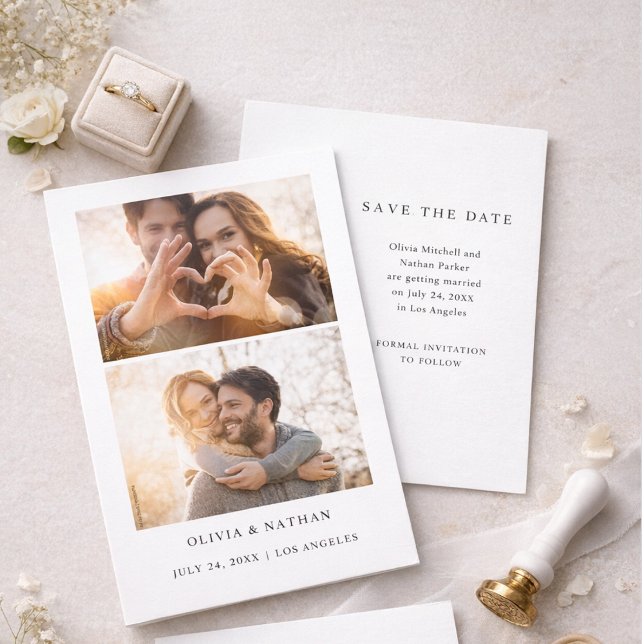 Simple Elegant Text and 2 Photos | Wedding Einladung (Von Creator hochgeladen)