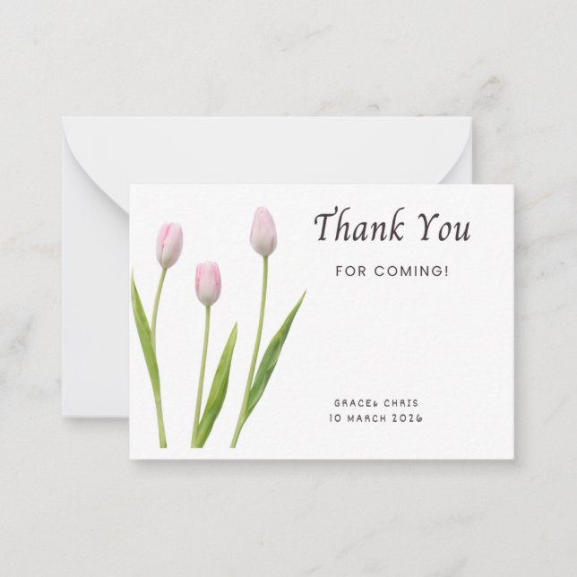 Simple & Elegant Thank You Card | Pink Flower | Pr Mitteilungskarte (Vorderseite)