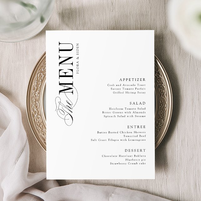 Simple Elegant Timeless Typography Wedding Menükarte (Simple Elegant Timeless Typography Wedding Menu)