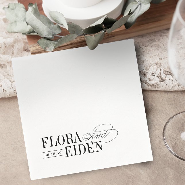 Simple Elegant Timeless Typography Wedding Serviette (Simple Elegant Timeless Typography Wedding Napkins)