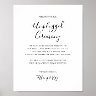 Simple Elegant Unplugged Ceremony Sign Poster