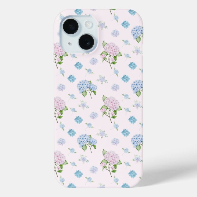 Simple Elegant Watercolor Hydrangea Flowers Case-Mate iPhone Hülle (Rückseite)