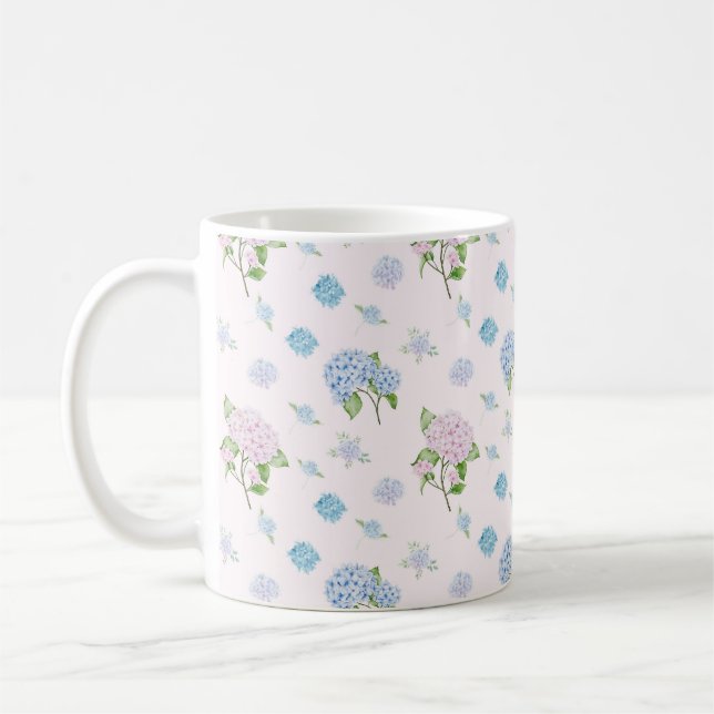 Simple Elegant Watercolor Hydrangea Flowers Kaffeetasse (Links)