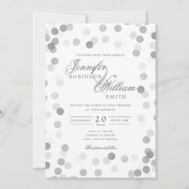 Simple Elegant Wedding Silver Confetti Einladung