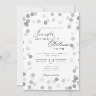 Simple Elegant Wedding Silver Confetti Einladung