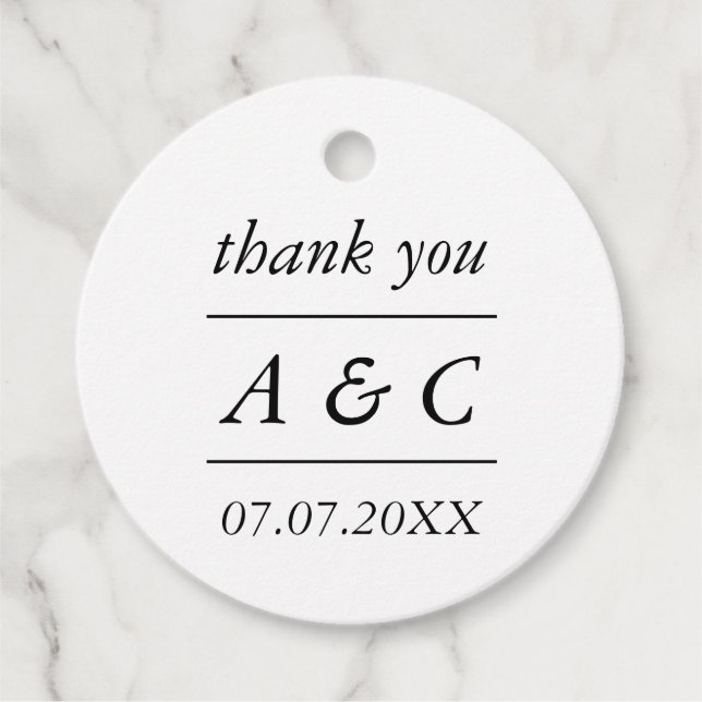 Simple Elegant Wedding Vielen Dank Geschenkanhänger (Vorderseite)