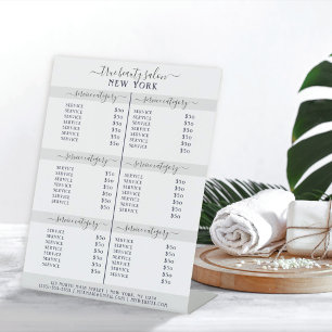 Simple Elegant White Gray Salon Price List Sockelschild