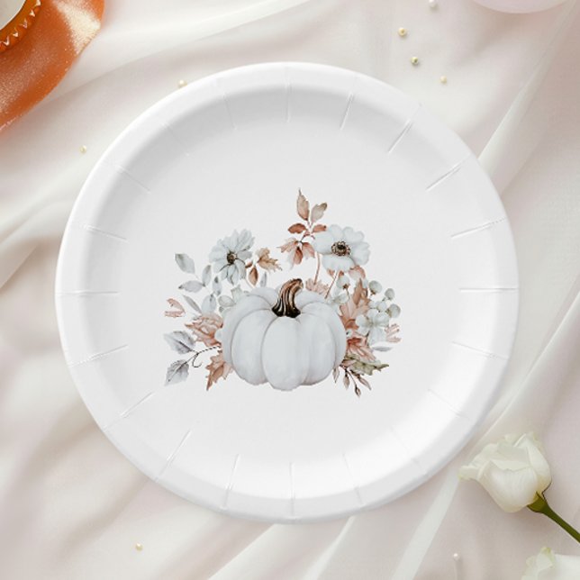 Simple Elegant White Pumpkin  Pappteller (Von Creator hochgeladen)