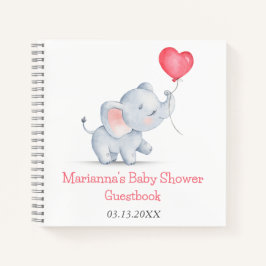 Simple Elephant & Heart Balloon Guestbook Notizbuch
