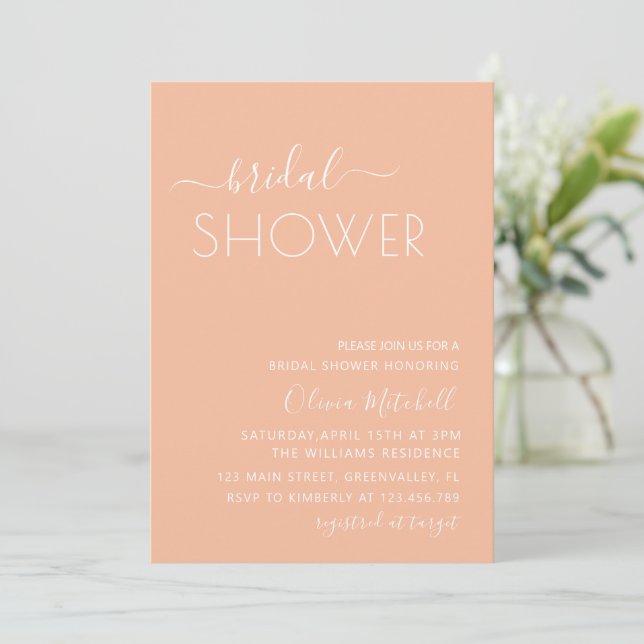 Simple Elgant Classic & Minimal Bridal Shower Einladung (Stehend Vorderseite)