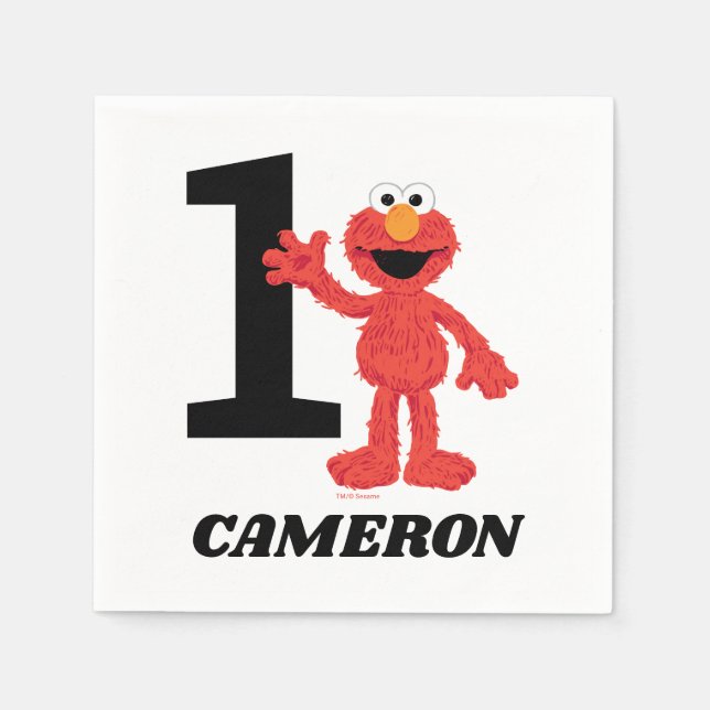 Simple Elmo 1. Geburtstag Serviette (Vorderseite)