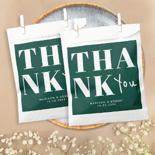 Simple Emerald Green Bold Chic Danke für Hochzeit Geschenktütchen