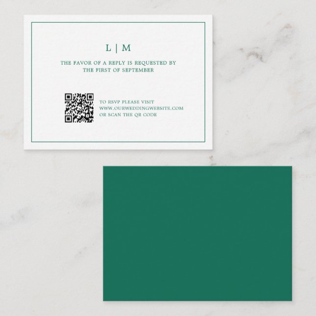 Simple Emerald Green Elegant Wedding Mini UAWG Mitteilungskarte (Vorne/Hinten)