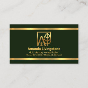 Simple Emerald Green Gold Borders Realtor Visitenkarte