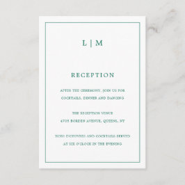 Simple Emerald Green Monogram Elegant Wedding Begleitkarte