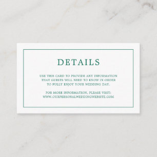 Simple Emerald Green Monogram Elegant Wedding Begleitkarte